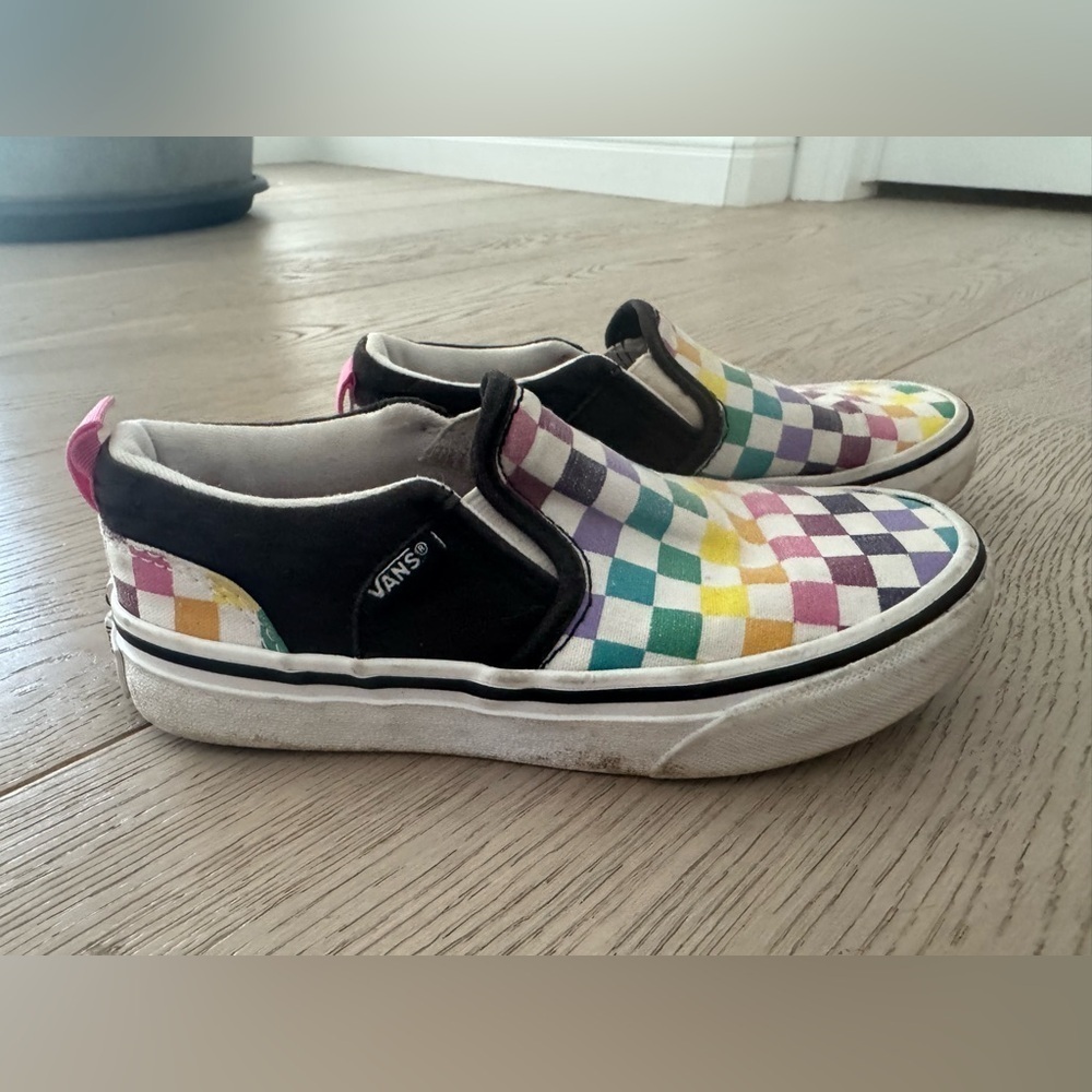 VANS Canvas Multicolor checkered Slip On Unisex Kids' Shoes size 12 - Picture 4 of 9